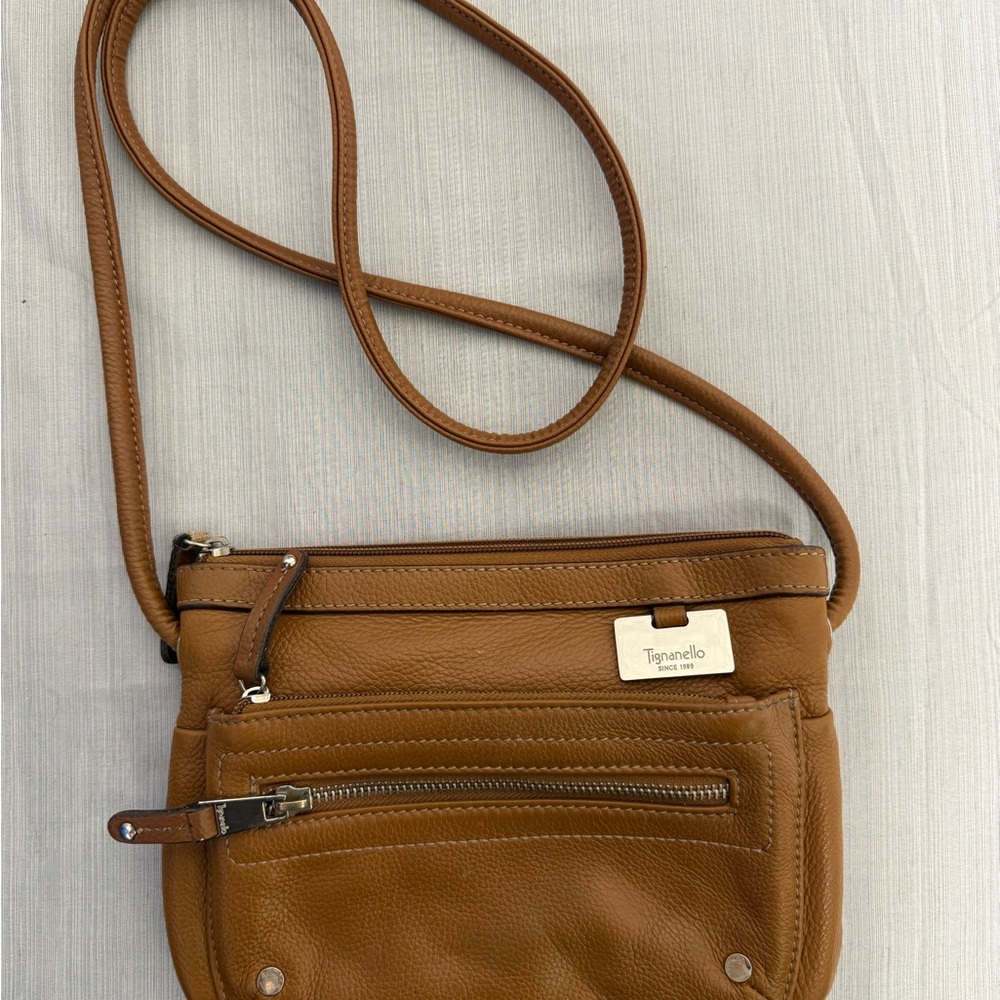 Tignanello Tan Leather Crossbody Bag